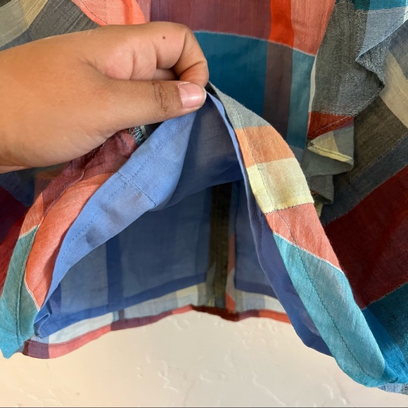 Anthro Maeve NWT Blue Plaid Ruffled Front Sleeveless Top - Picture 4 of 11